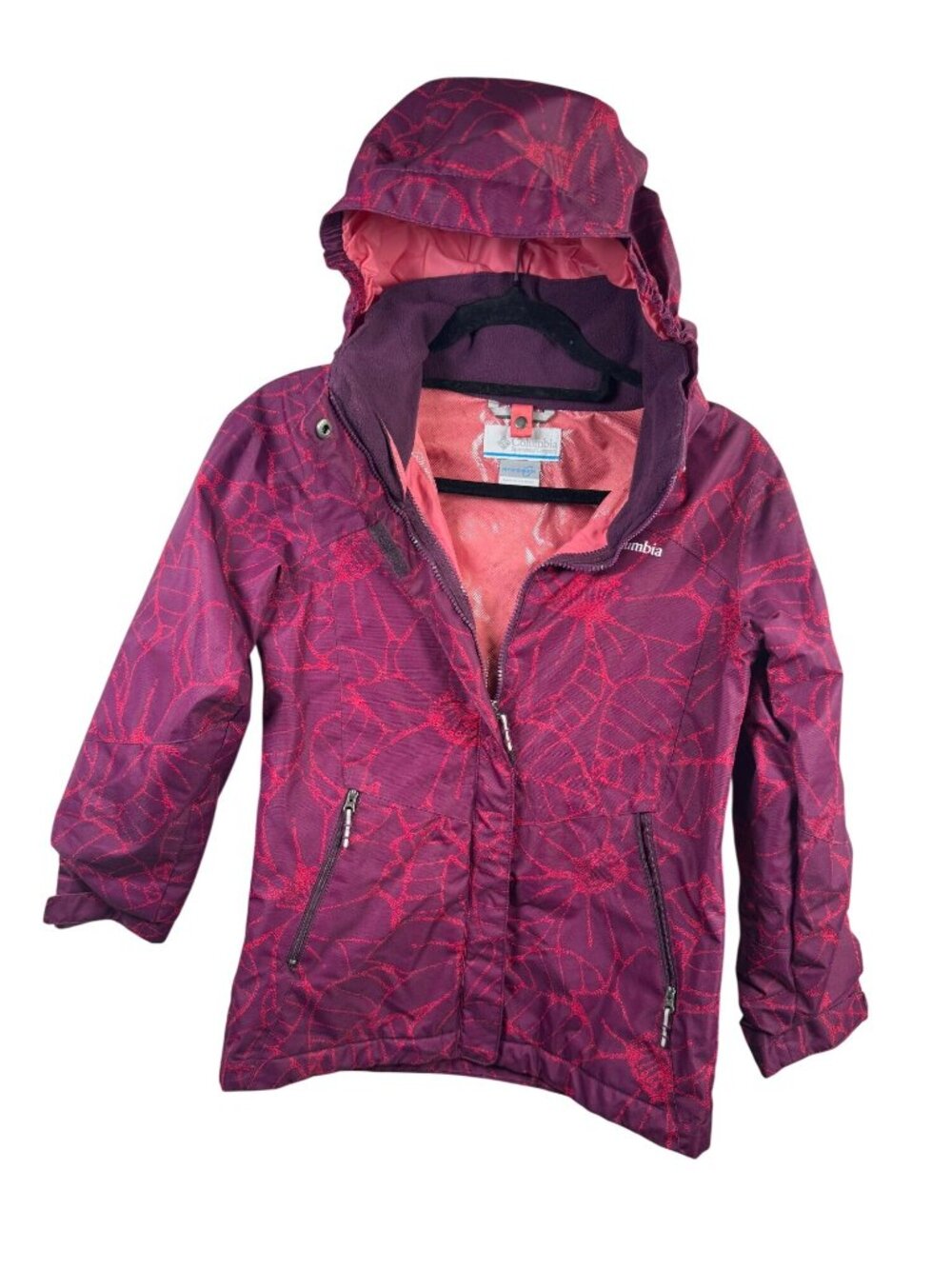 Columbia Kids Purple Red Omni-Tech Interchange Jacket Hood Size Medium Omni heat